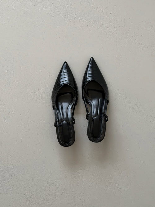 SLINGBACK KITTEN CROCO - NERO M870