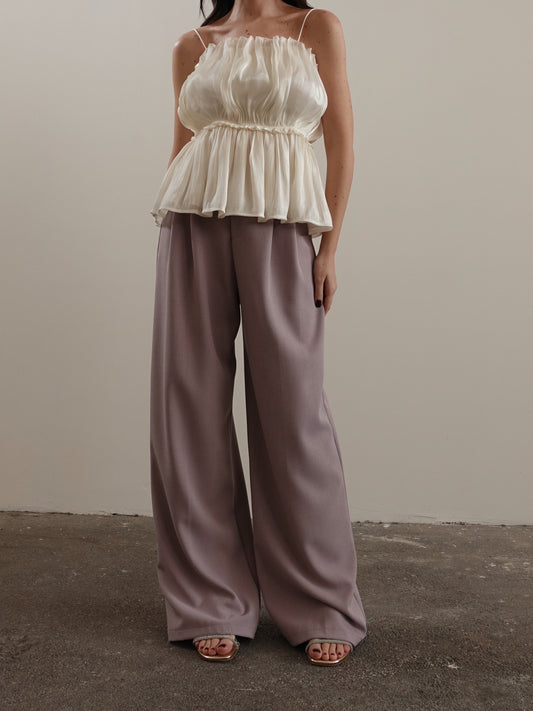 PANTALONI A PALAZZO CON CINTURA - ROSA ANTICO 68806