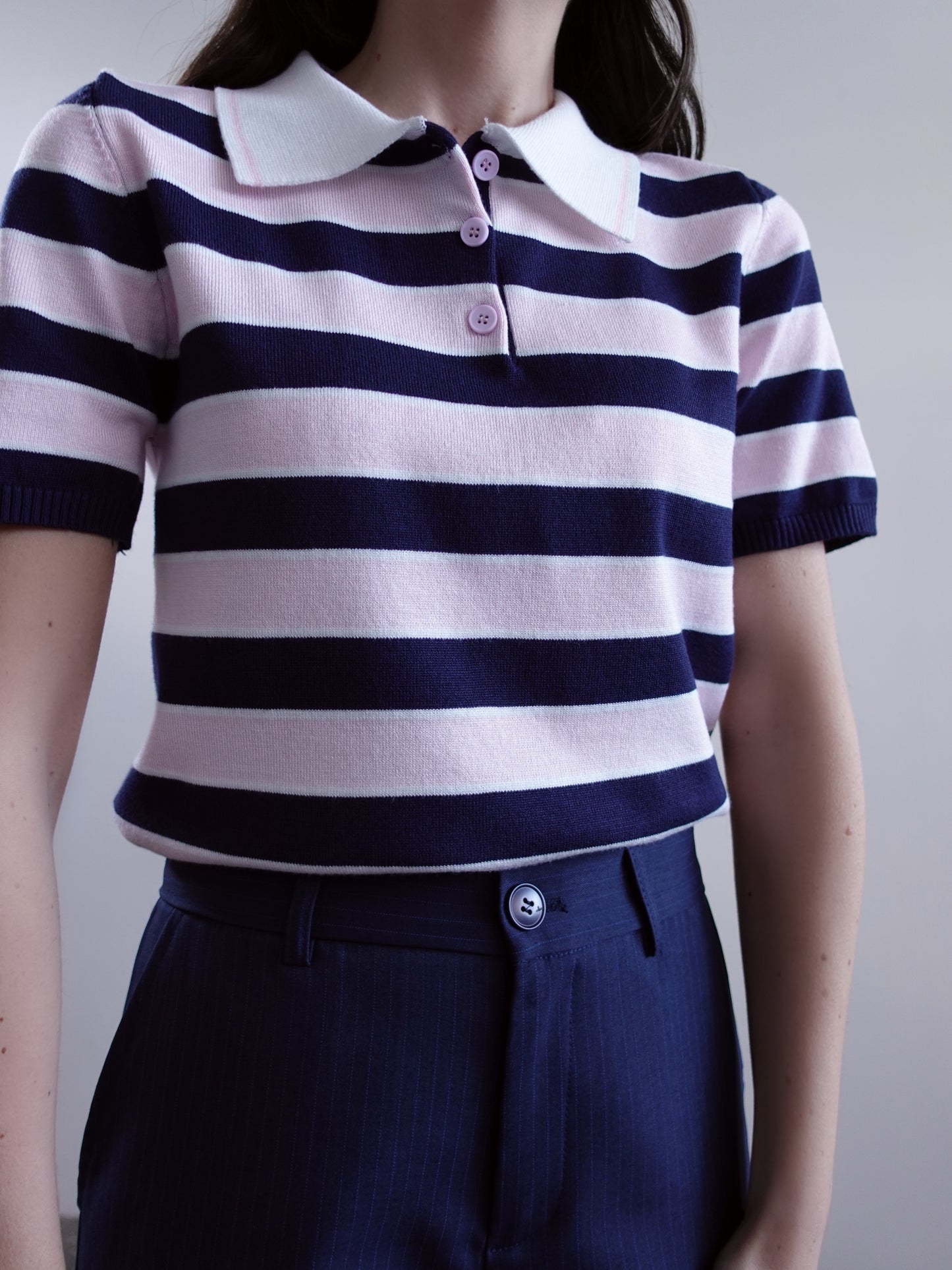 POLO MEZZA MANICA A RIGHE - ROSA/BLU 13263