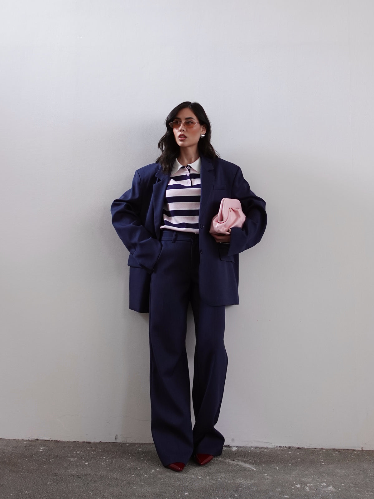 PANTALONI GESSATI ALTHAEA - BLU 3177
