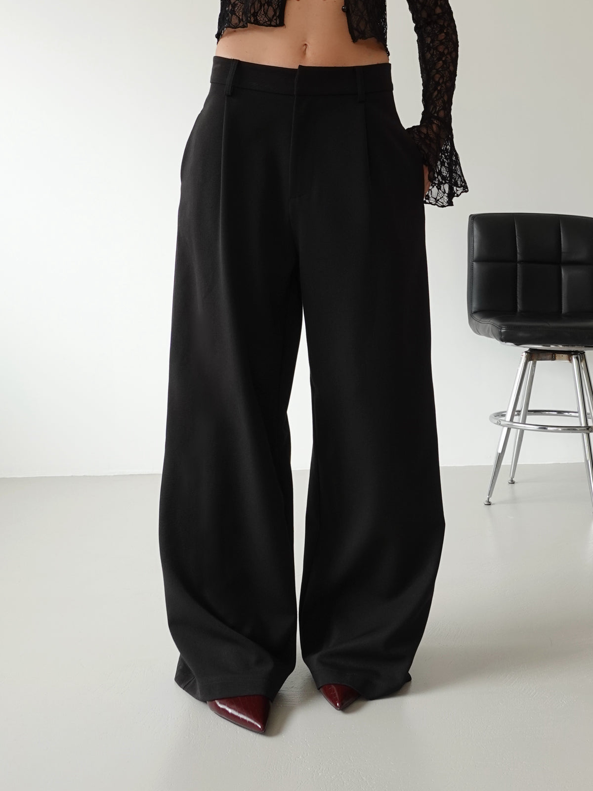 PANTALONI WIDE LEG LUMINA - NERO Y0280