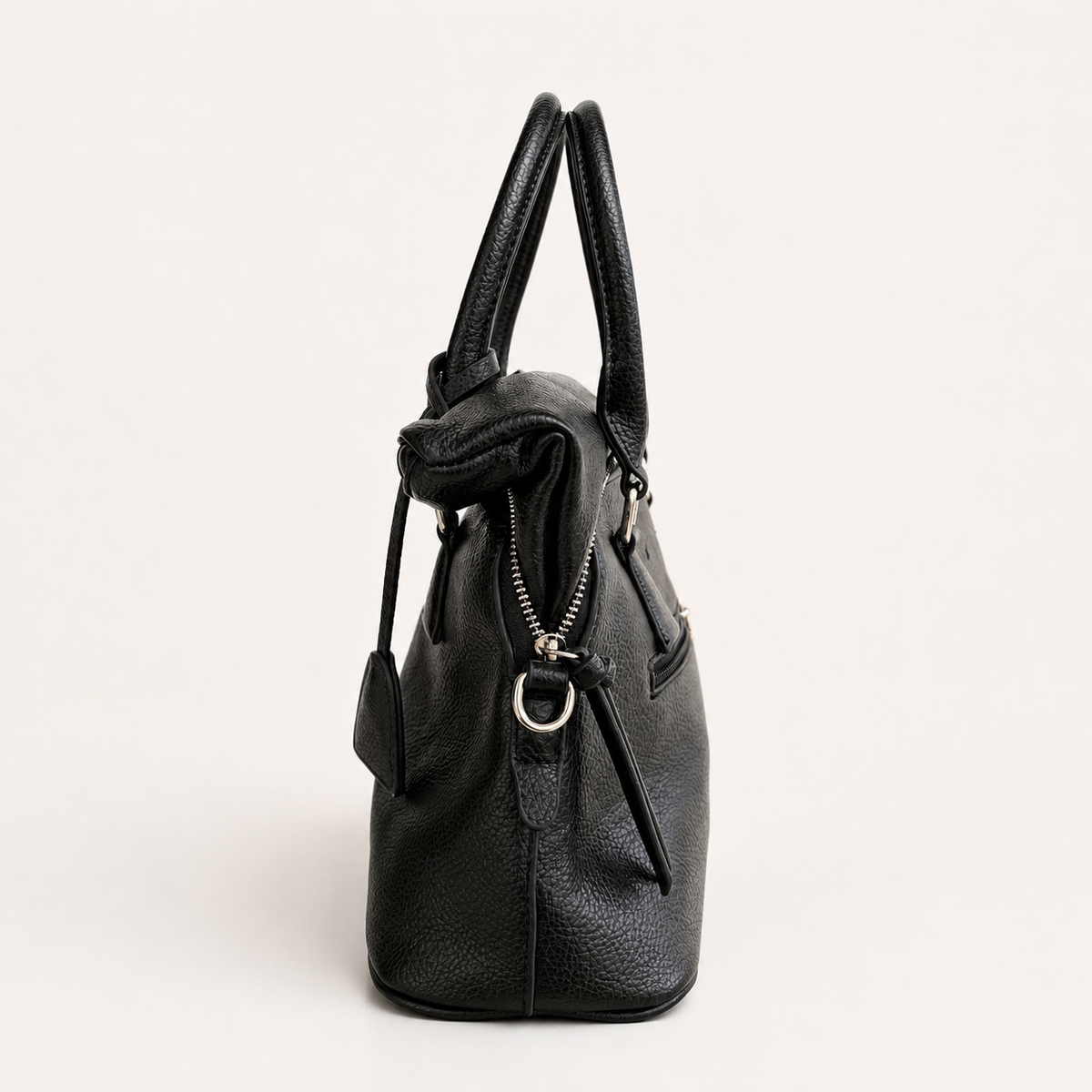 BAULETTO STRUTTURATO CON DOPPIO MANICO - NERO