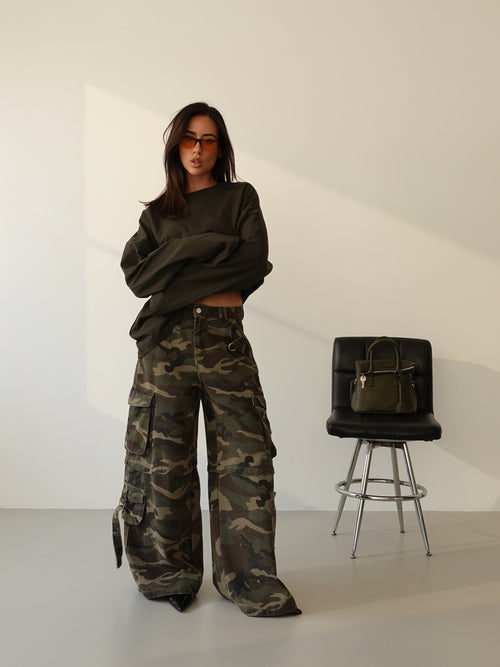 JEANS CARGO BAGGY FIT CAMOUFLAGE - VERDE 90202