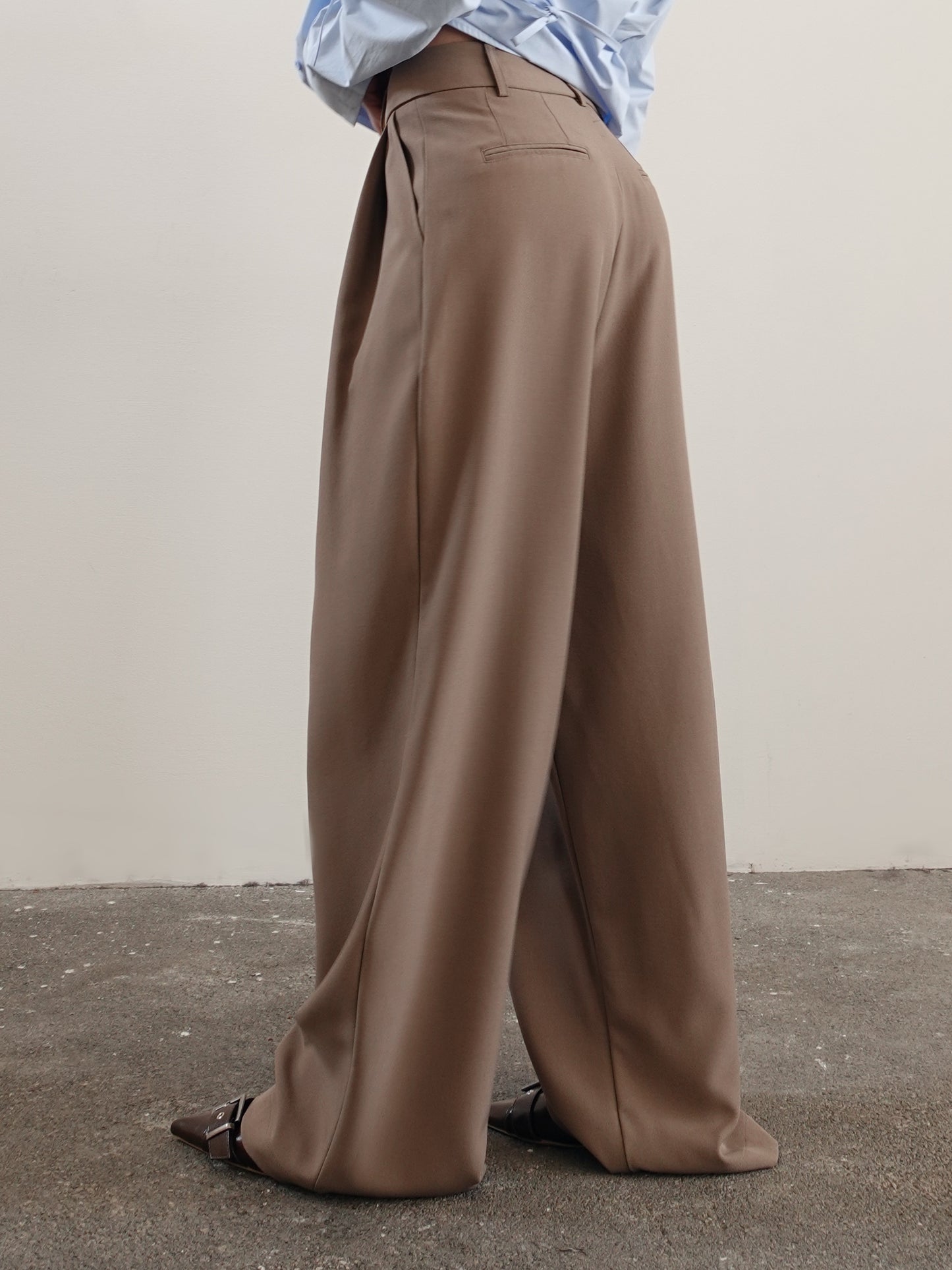 PANTALONI CLASSICI A PALAZZO - TAUPE 5698