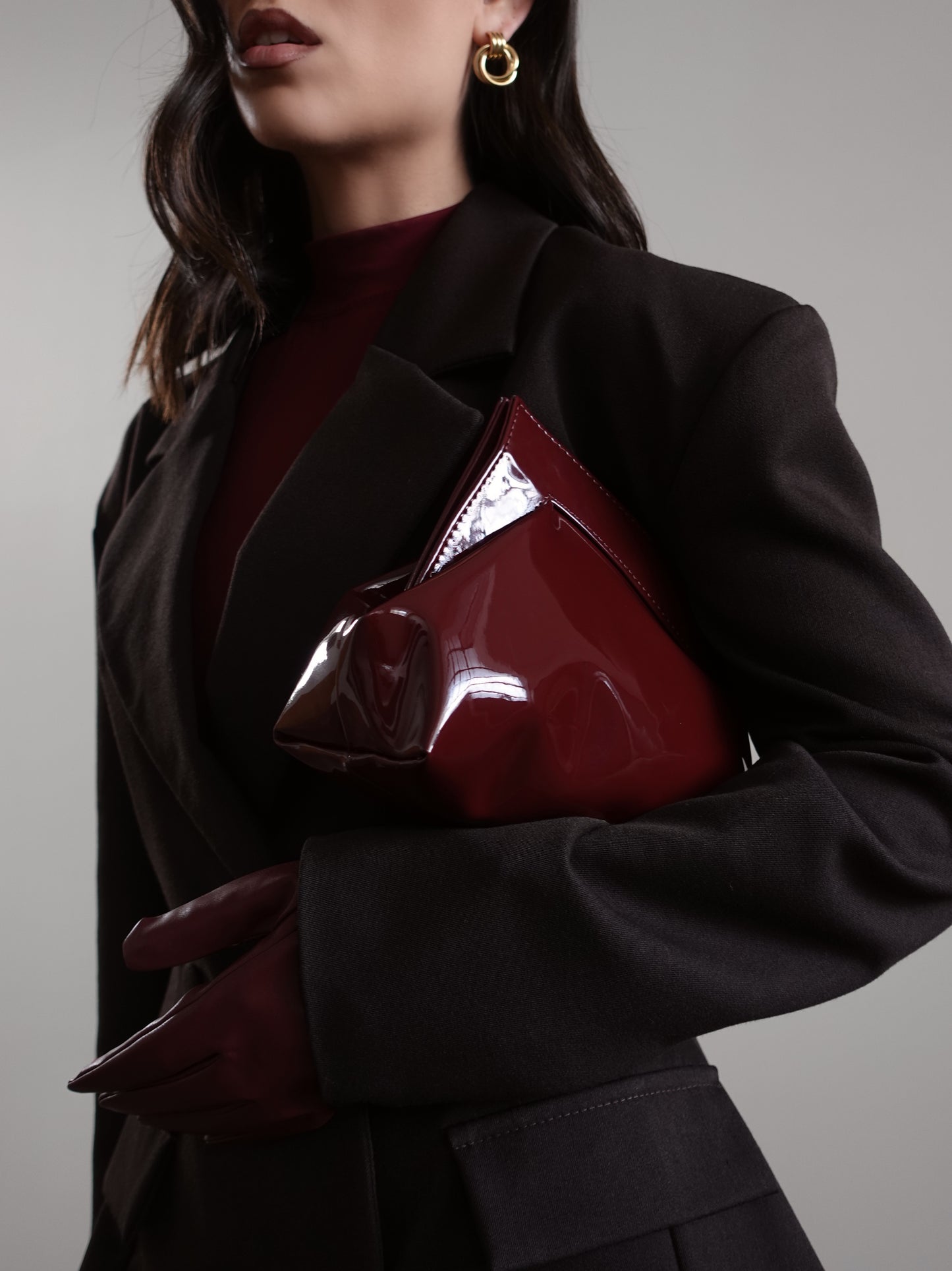 CLUTCH VENUS PAINTED - BURGUNDY