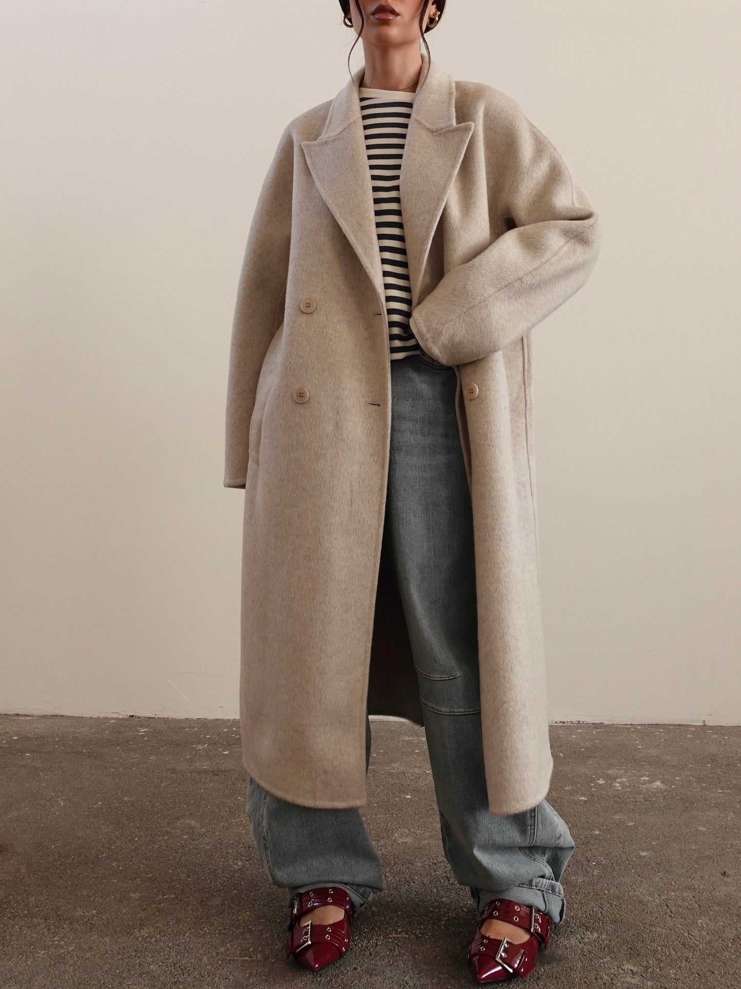 CAPPOTTO OVERSIZE IN LANA - PANNA N05