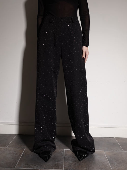 PANTALONI SHINE WIDE LEG - NERO 9002