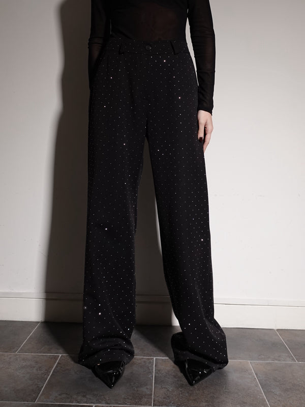 PANTALONI SHINE WIDE LEG - NERO 9002