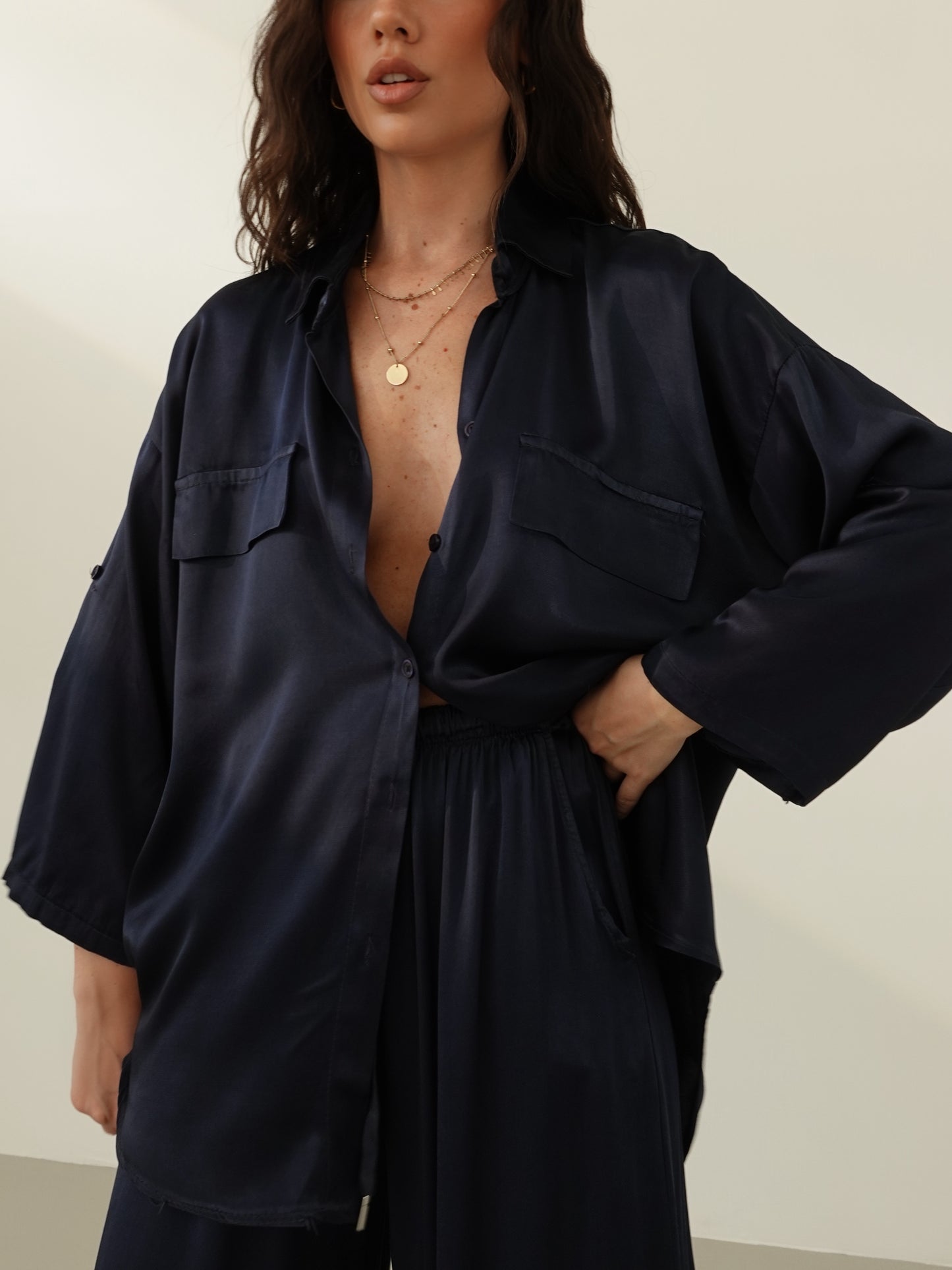 CAMICIA SATIN - BLU NOTTE 24512
