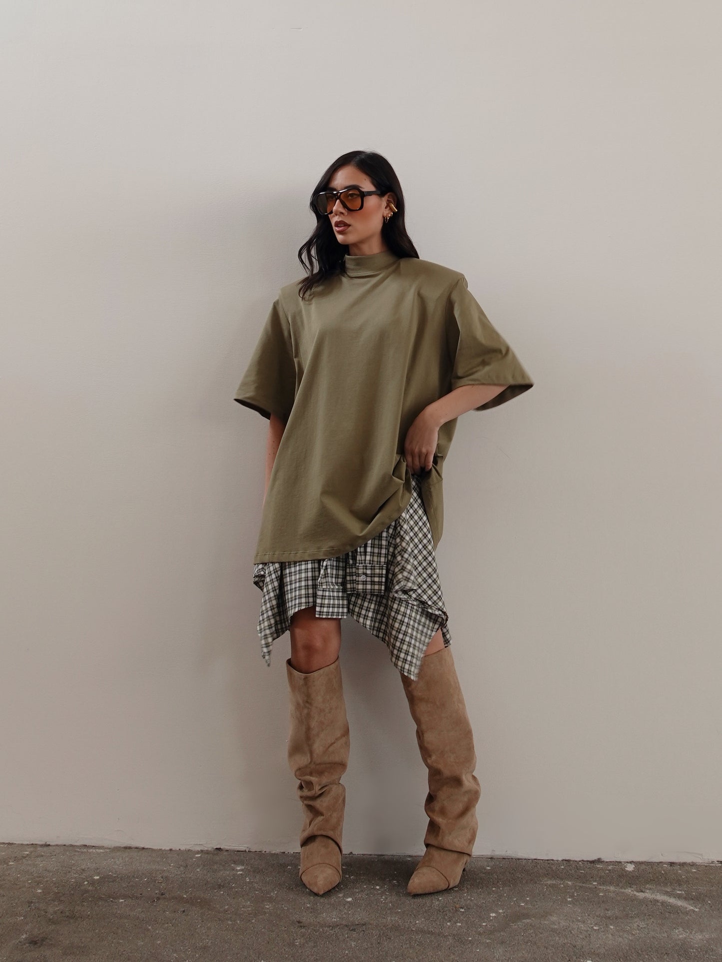 GONNA LUMINA EFFETTO CAMICIA A QUADRI - VERDE LD3996