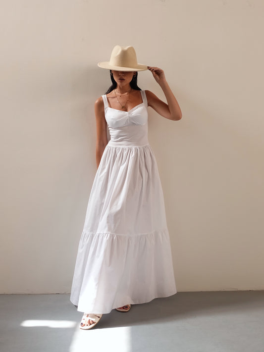 LONG DRESS WHITE IN COTONE - 39783