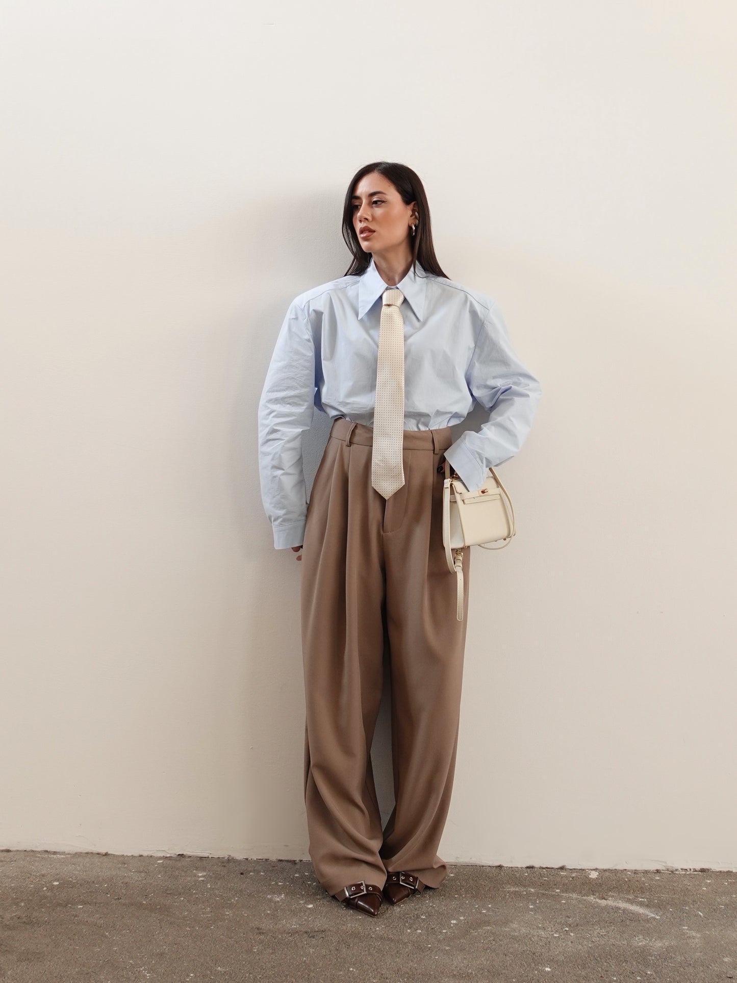 PANTALONI CLASSICI A PALAZZO - TAUPE 5698