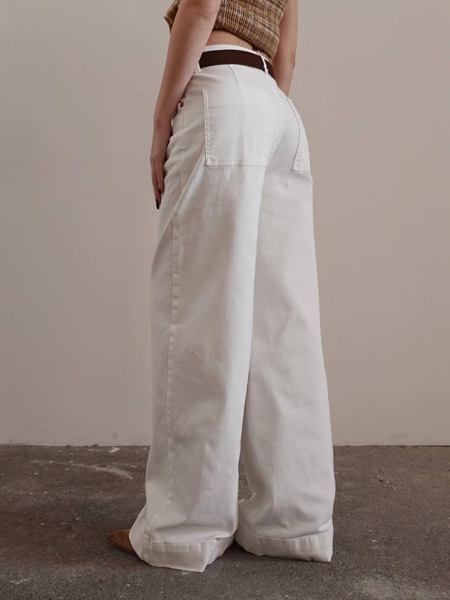 JEANS BAGGY FIT CON CINTURA - BIANCO 202446