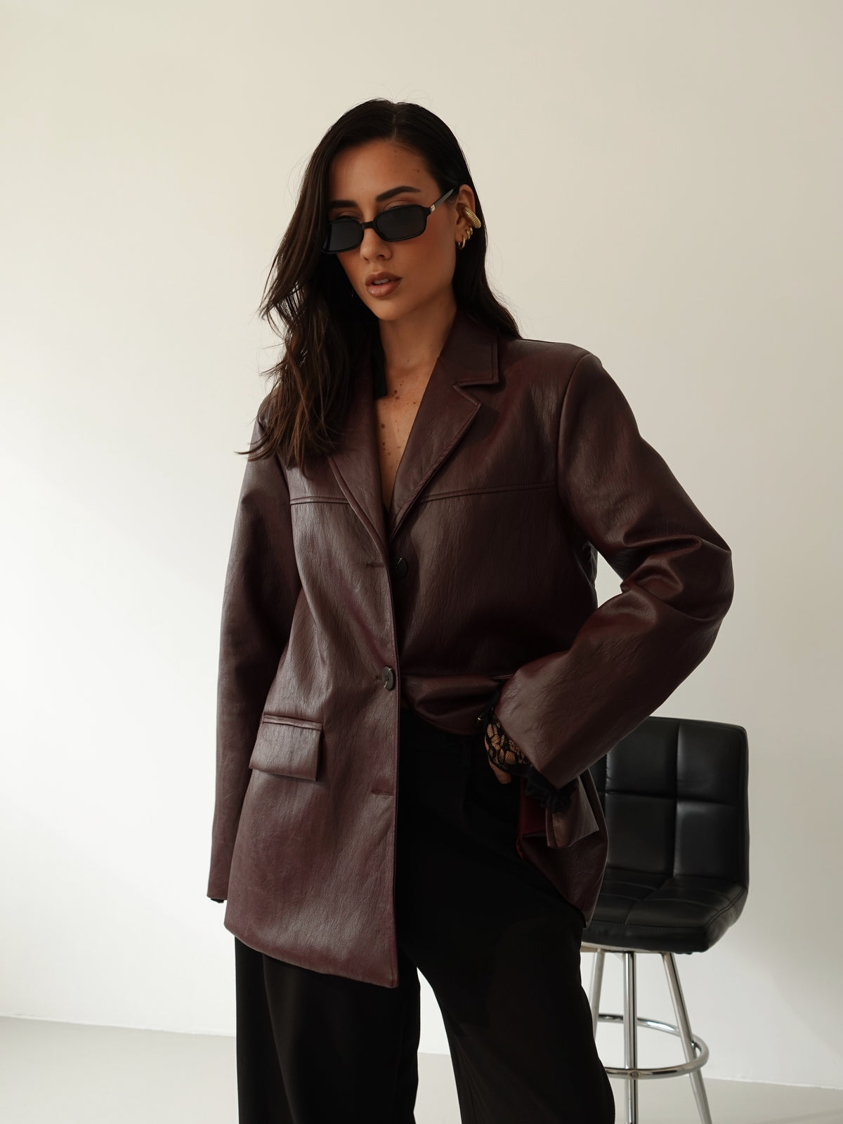 BLAZER DADDY IN ECOPELLE - WINE 25018
