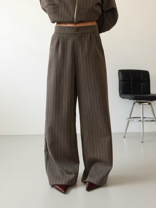 PANTALONI GESSATI WIDE LEG - FANGO 9031