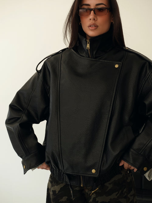 GIACCA OVER TOP GUN IN ECOPELLE - NERO 30384