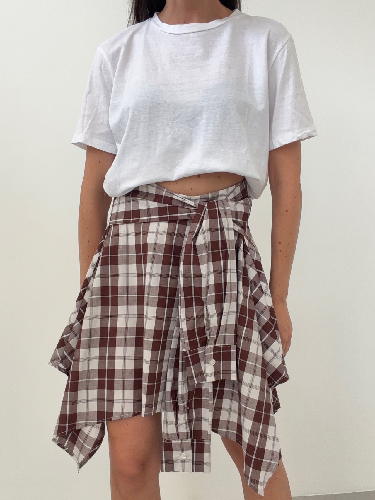 GONNA CAMICIA IN COTONE H143 - MARRONE