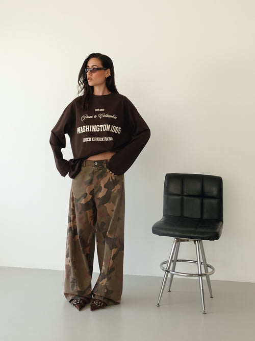 LONG-SLEEVE OVER WASHINGTON - CIOCCOLATO