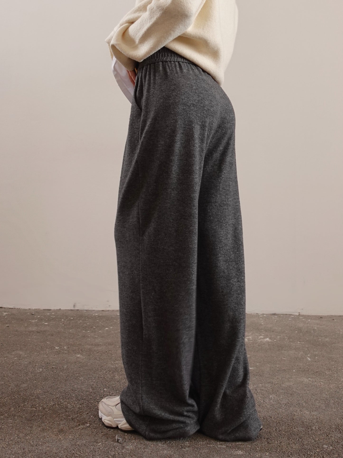 PANTALONI COMFY IN MISTO LANA - GRIGIO CHIARO 15716