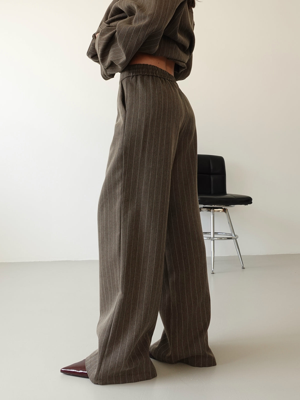 PANTALONI GESSATI WIDE LEG - FANGO 9031