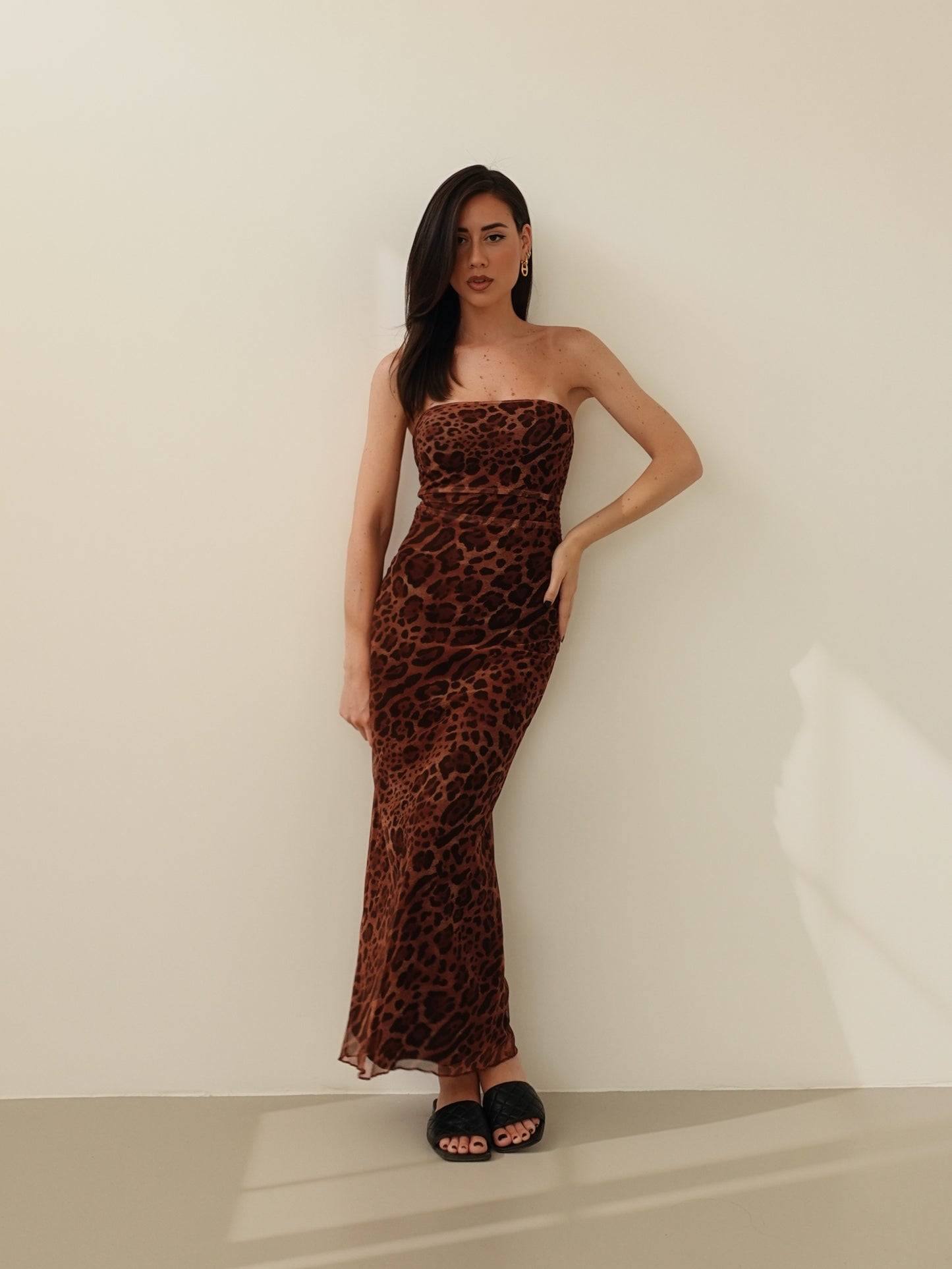 LONG DRESS VELATO ANIMALIER - LEOPARDATO 13961