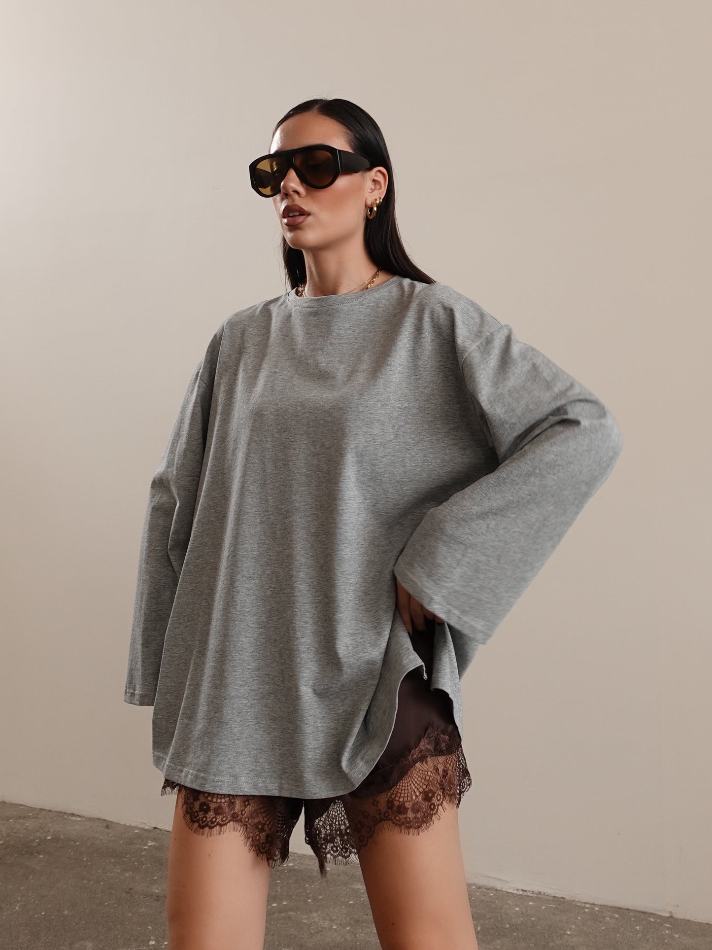 LONG-SLEEVE IN COTONE - GRIGIO 3205