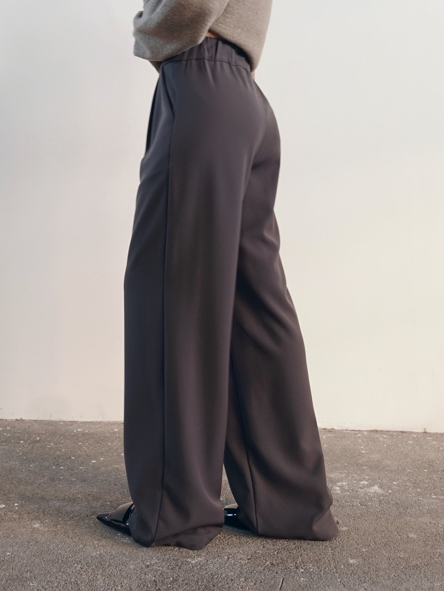 PANTALONI MORBIDI WIDE LEG - GRIGIO SCURO 4181