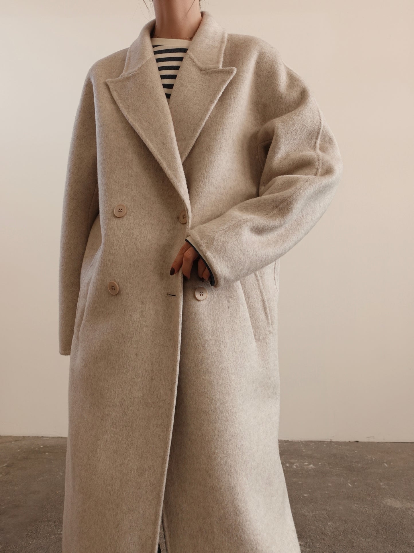 CAPPOTTO OVERSIZE IN LANA - PANNA N05