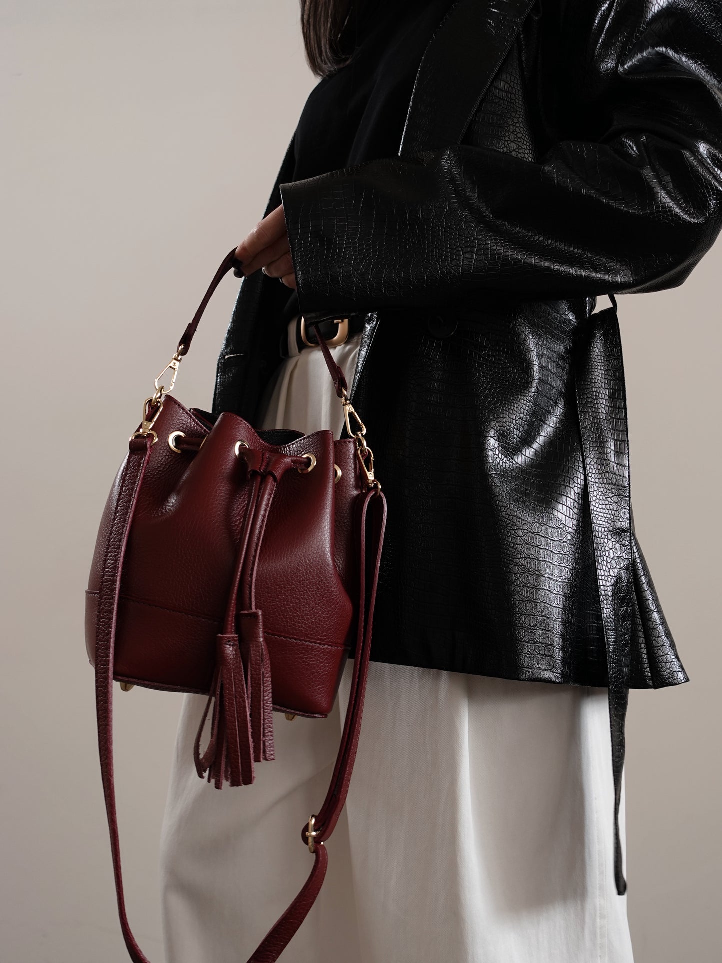 SECCHIELLO IN VERA PELLE - BORDEAUX