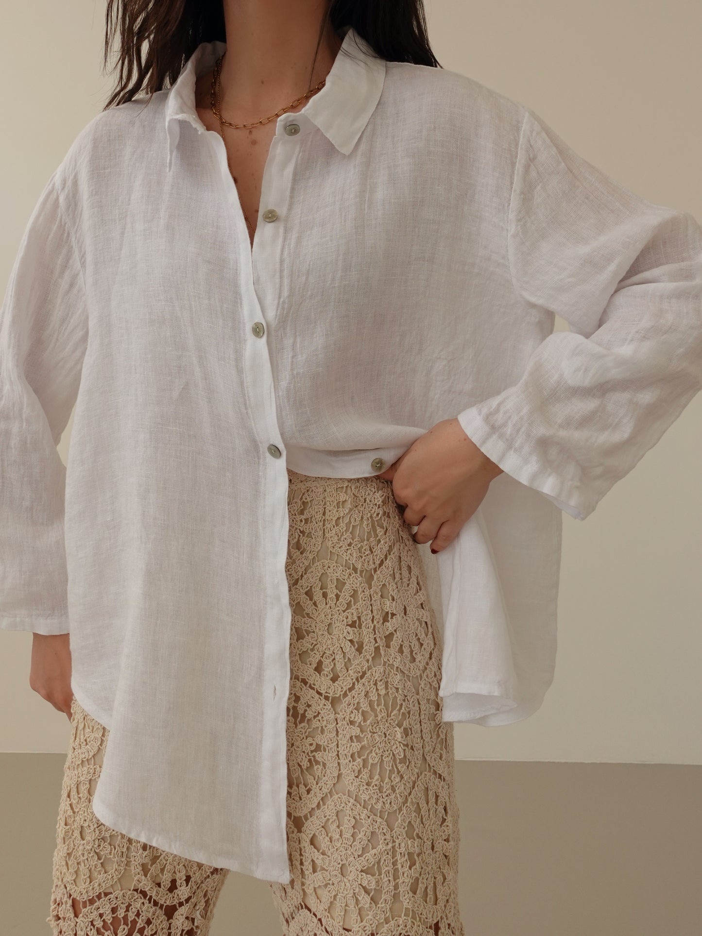 CAMICIA SAHARA 100% LINO - BIANCO 03168