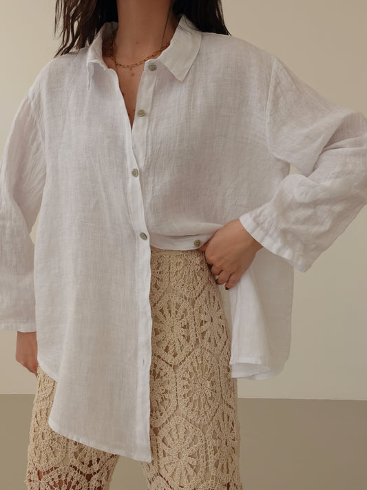 CAMICIA SAHARA 100% LINO - BIANCO 03168