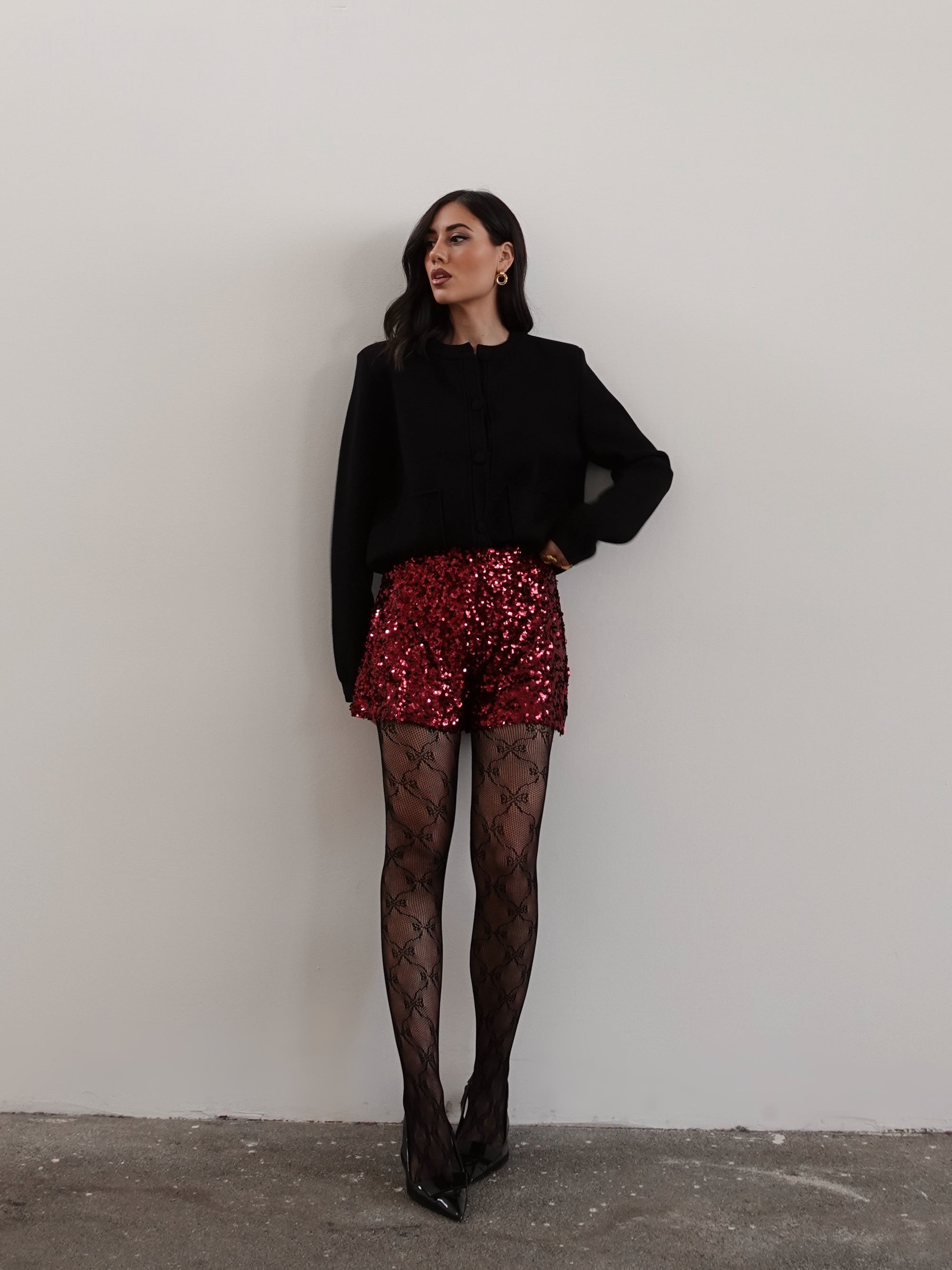 SHORTS CON PAILLETTES - BORDEAUX 2255