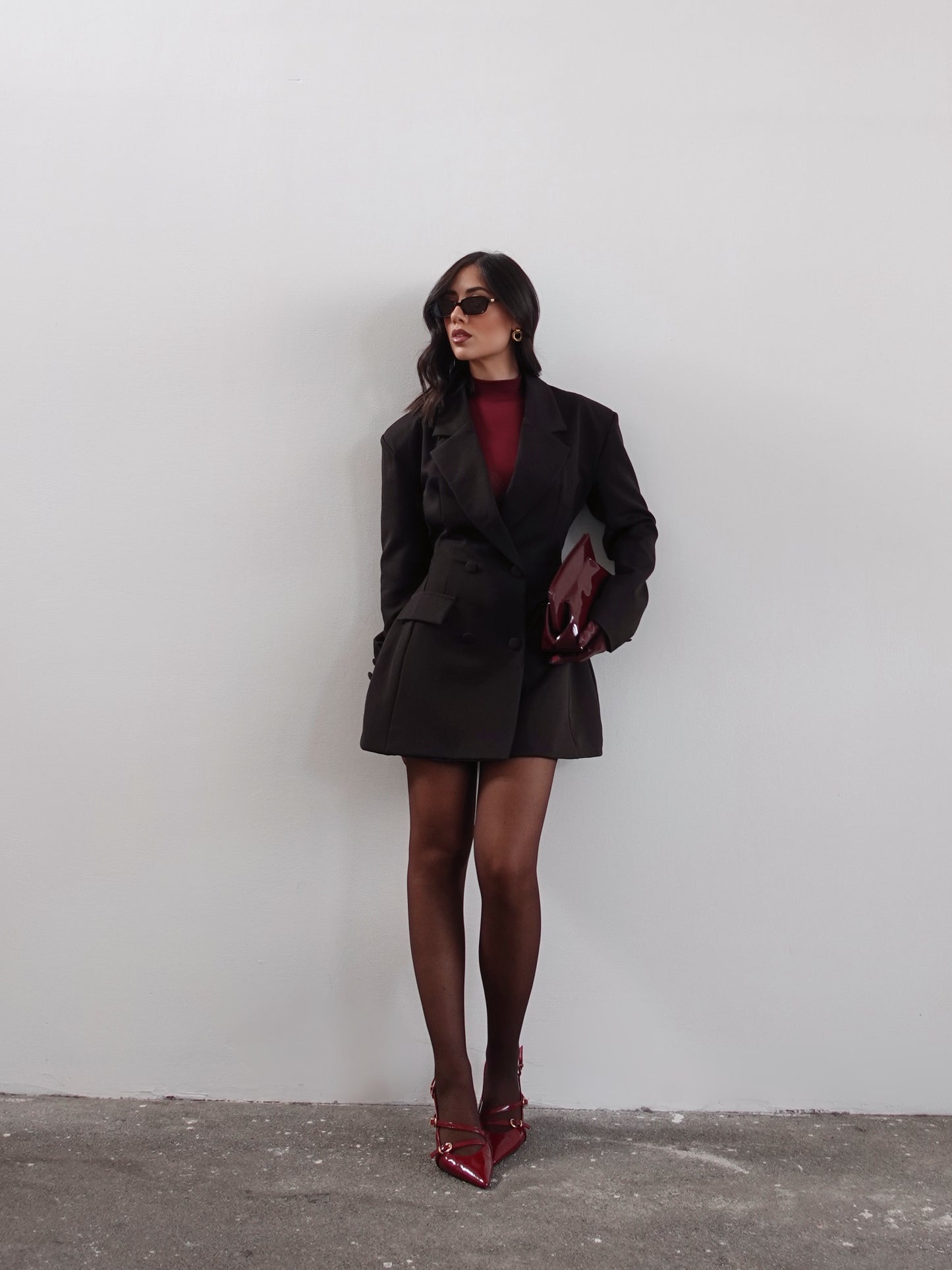 BLAZER DRESS CON CINTURA REGOLABILE - CIOCCOLATO 510