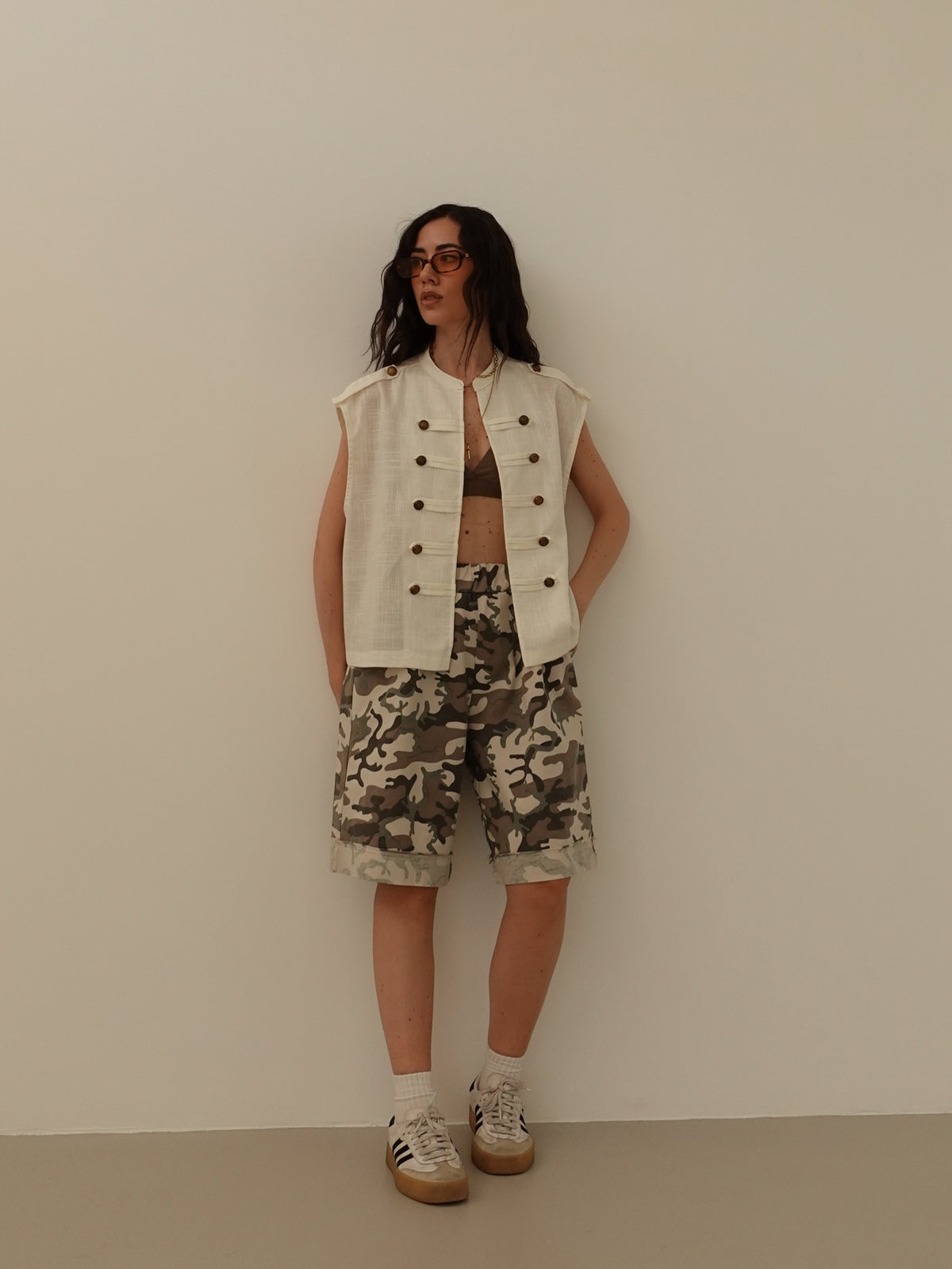 BERMUDA IN COTONE CAMOUFLAGE - BEIGE 6375