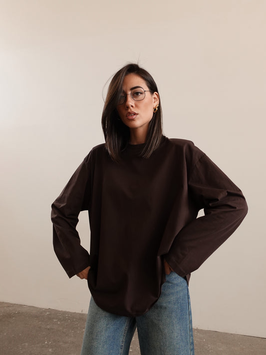 LONG-SLEEVE BASIC CON SPALLINE - MARRONE 2639