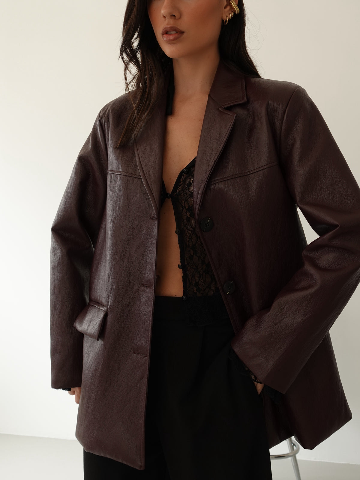 BLAZER DADDY IN ECOPELLE - WINE 25018