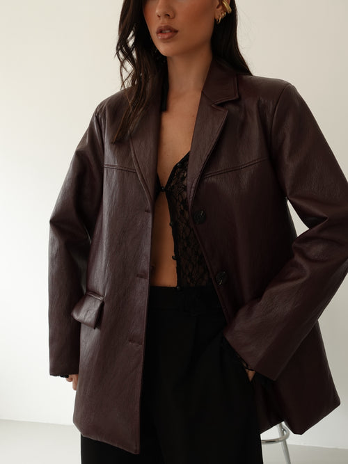 BLAZER DADDY IN ECOPELLE - WINE 25018