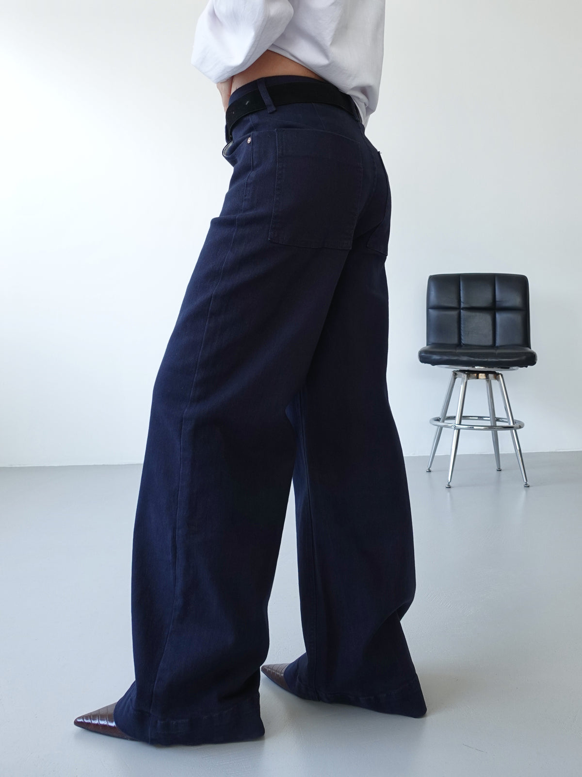 PANTALONI WIDE LEG CON CINTURA - BLU 202446
