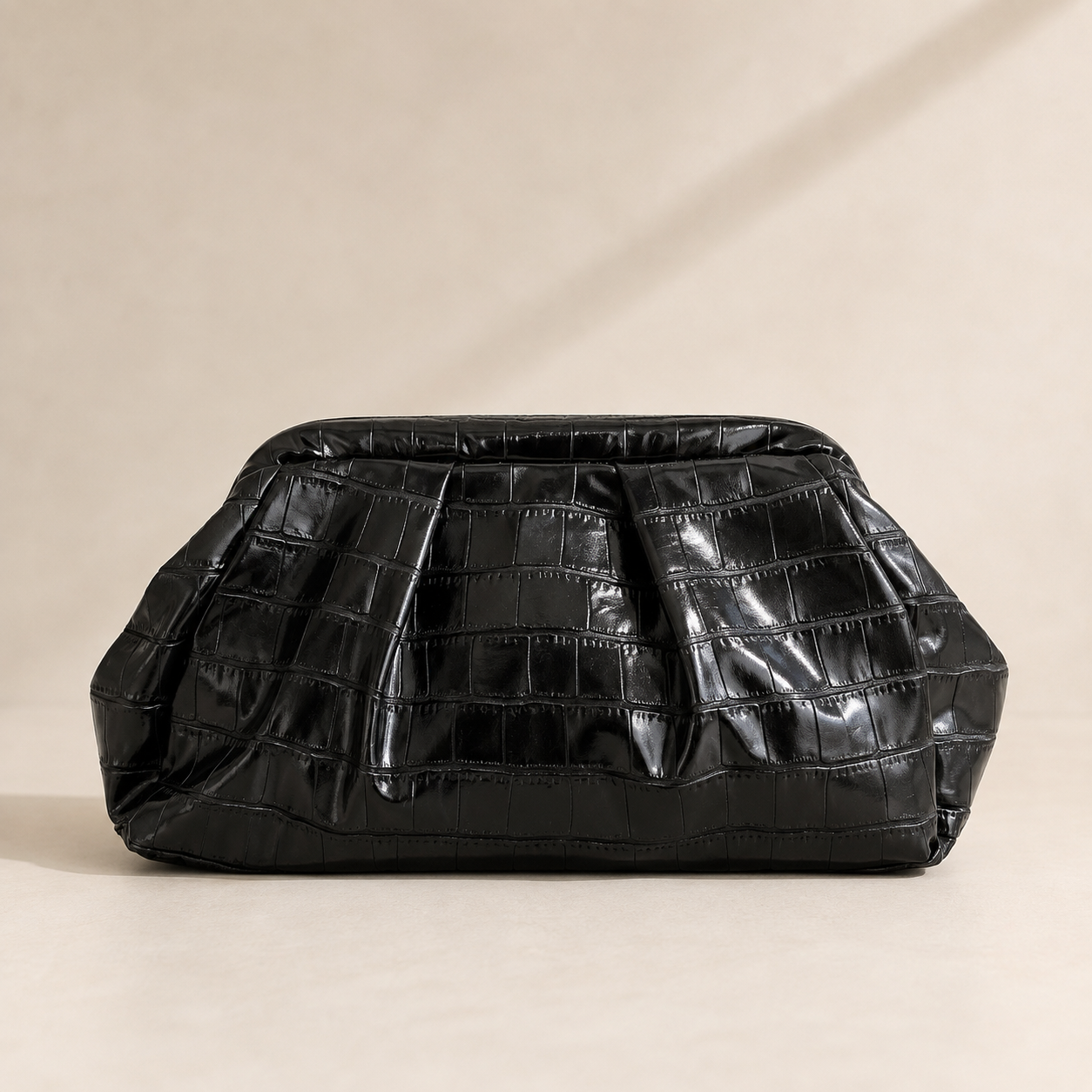POUCH BAG CROCO - NERO