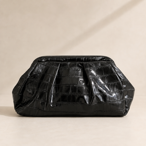 POUCH BAG CROCO - NERO