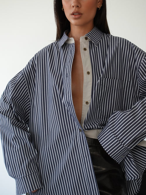 CAMICIA A RIGHE MELBOURNE - BLU 8886