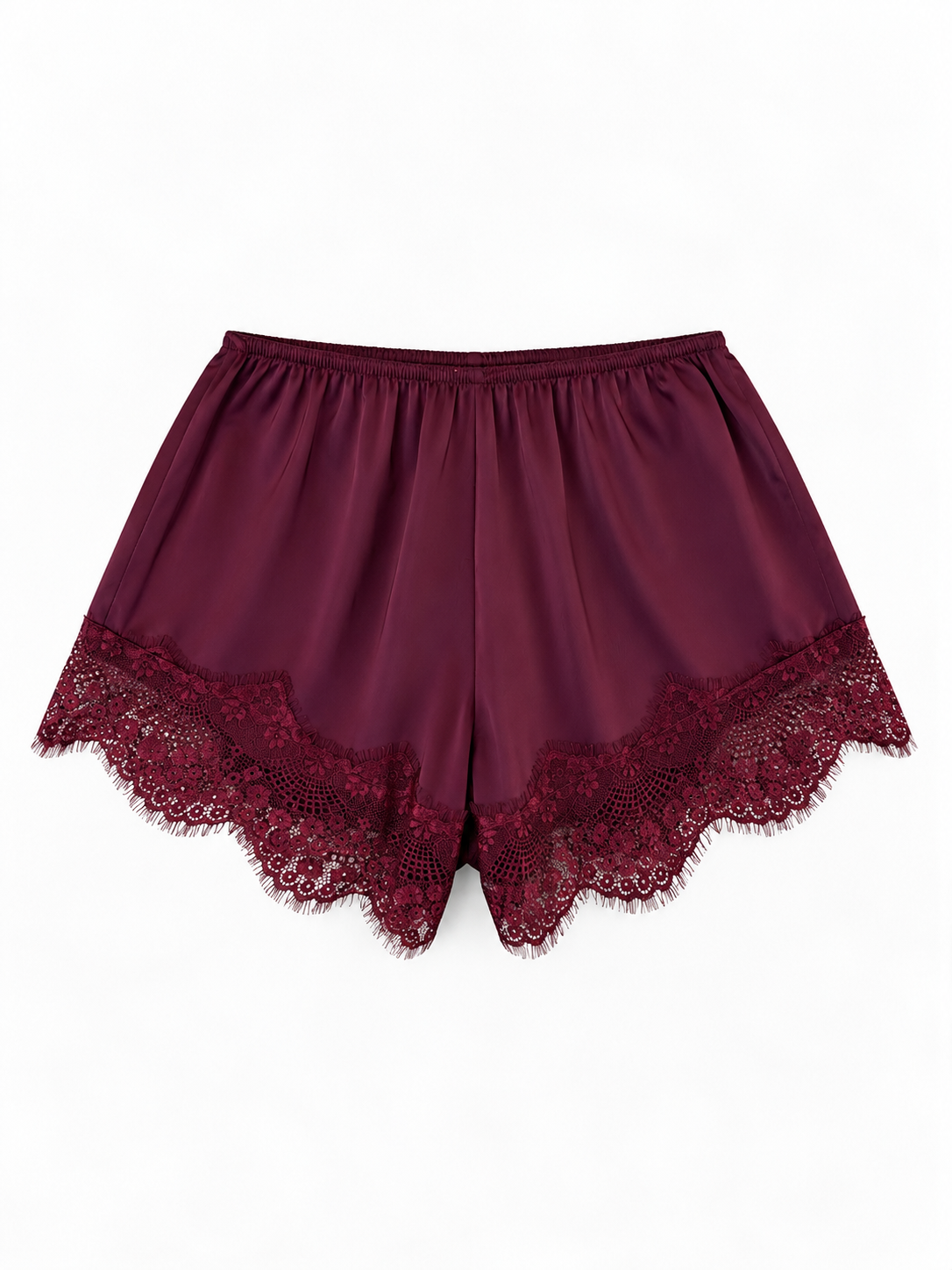 SHORTS LINGERIE CON PIZZO - BURGUNDY 337