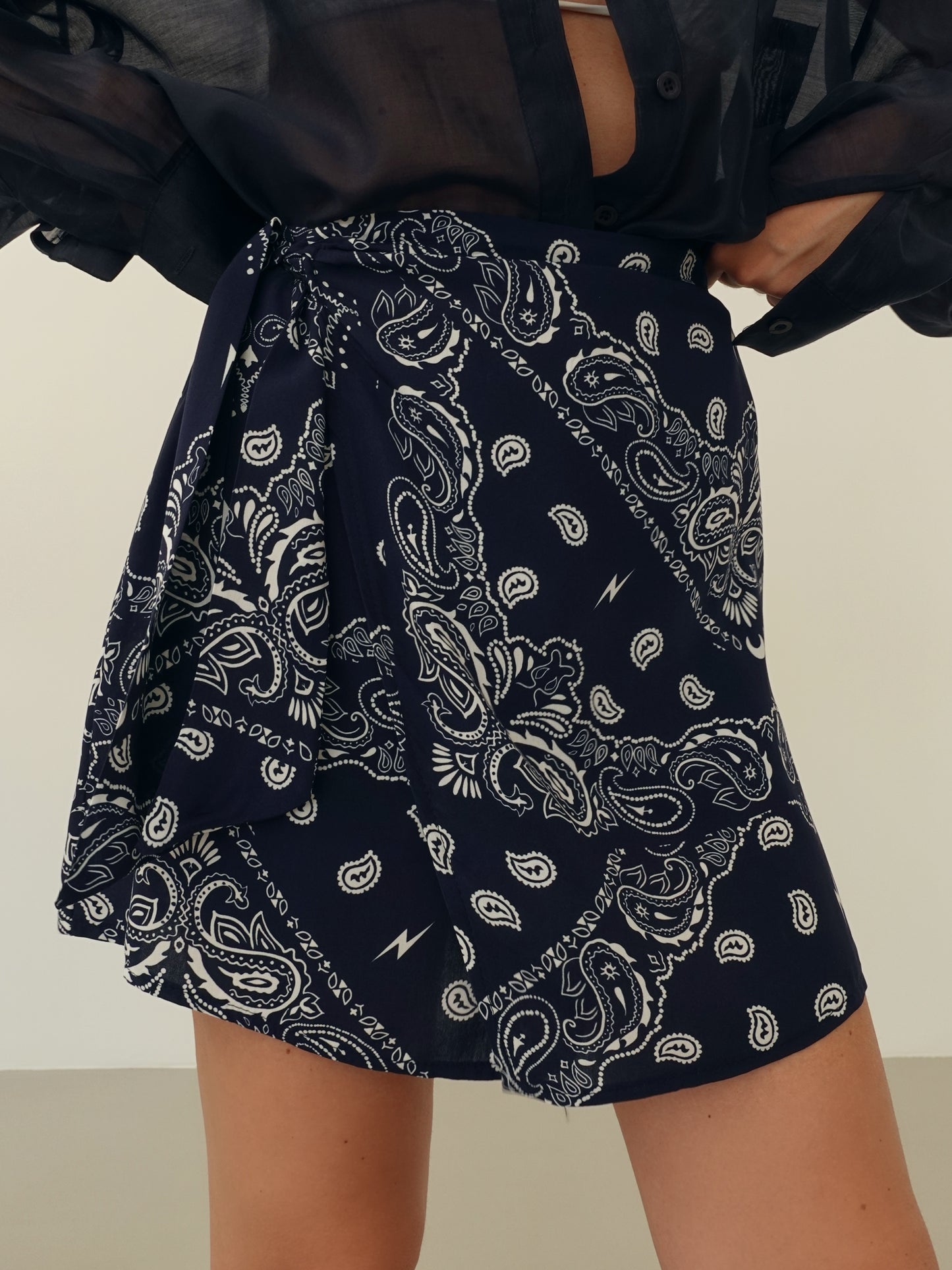 MINIGONNA BANDANA A PORTAFOGLIO - BLU 714388