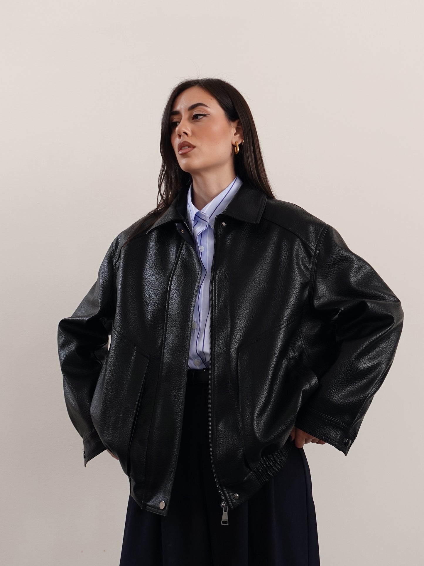 GIACCA CLYDE IN ECOPELLE - NERO B635