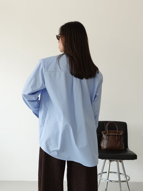 CAMICIA IN COTONE CON SPALLINE - AZZURRO 19580