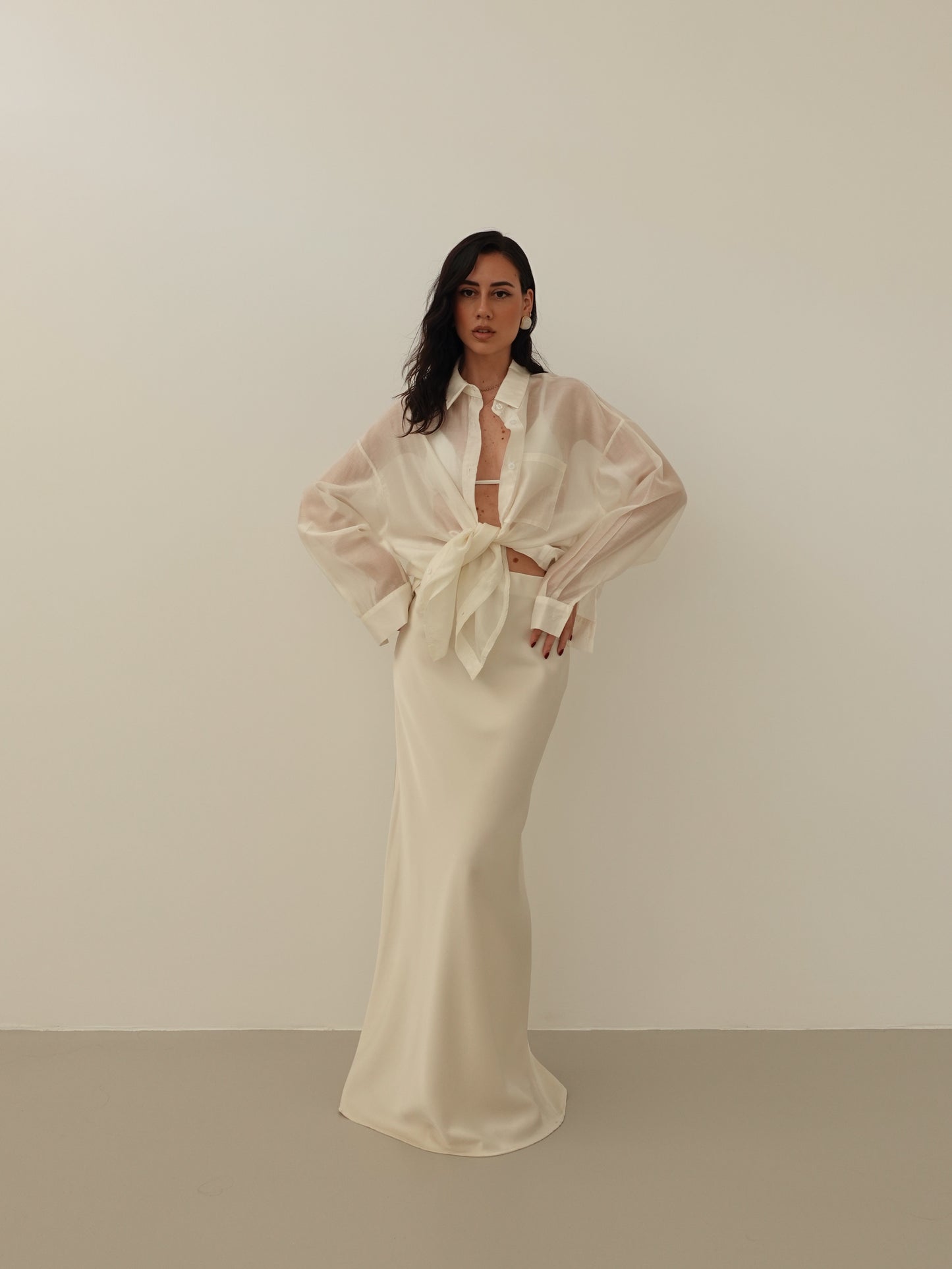 GONNA LONGUETTE SATIN - PANNA 4202