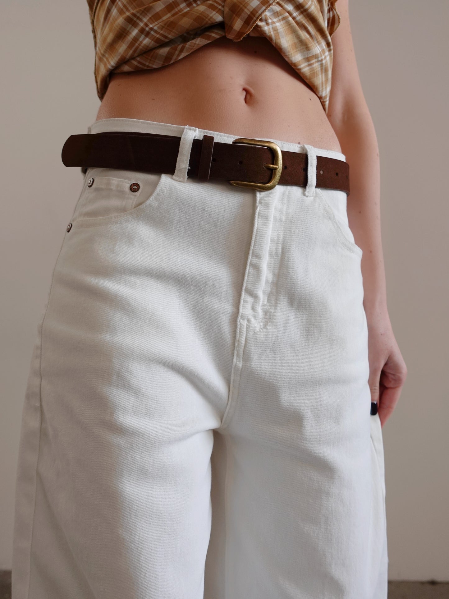JEANS BAGGY FIT CON CINTURA - BIANCO 202446