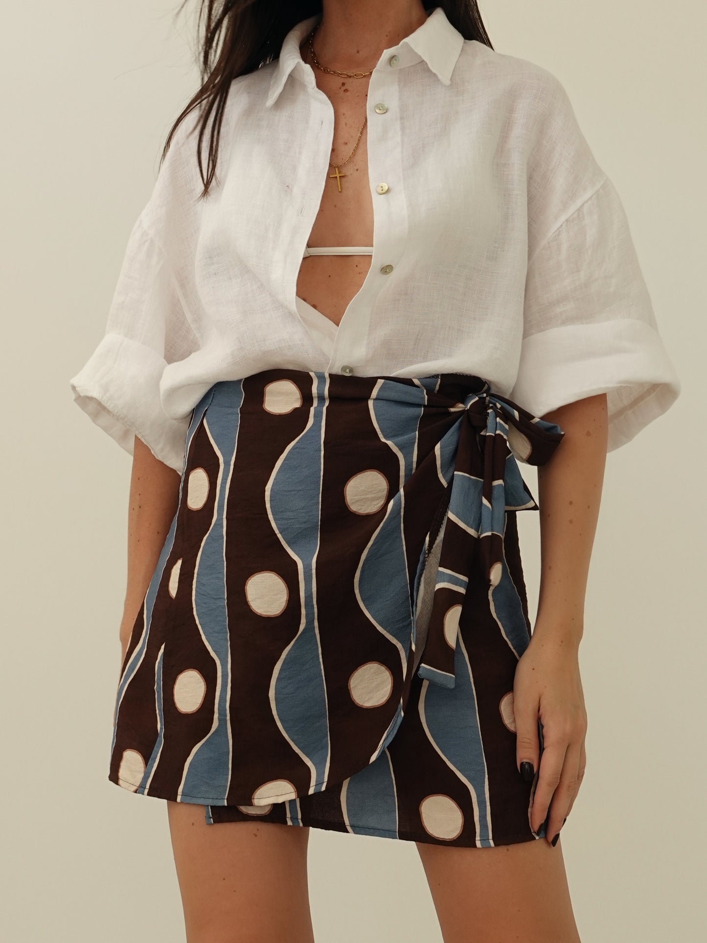 MINI GONNA PAREO CIRCLE - AZZURRO/MARRONE 28750
