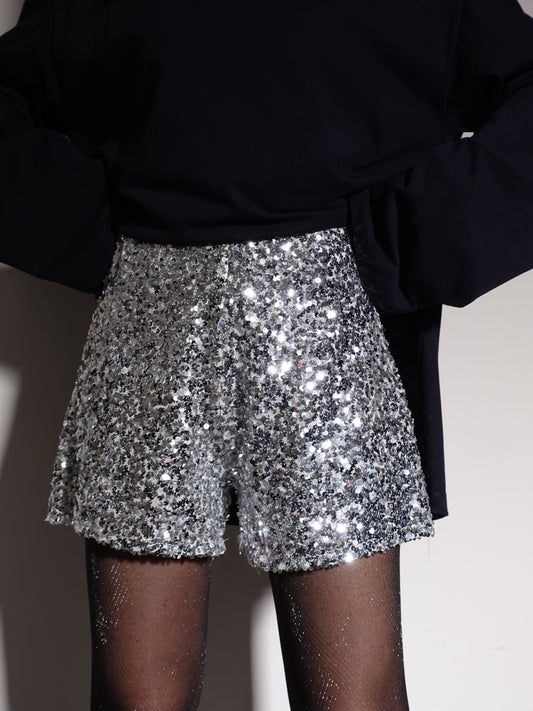 SHORTS CON PAILLETTES - ARGENTO 2255