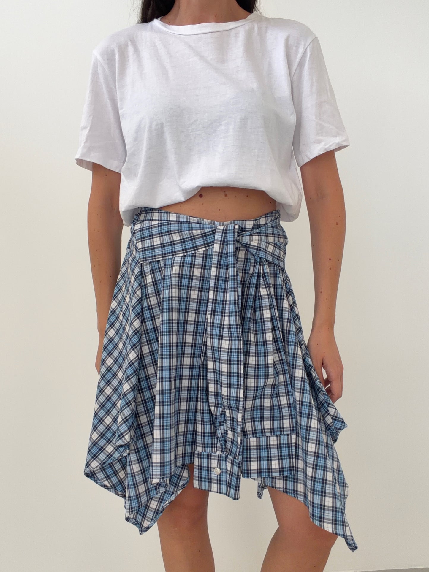 GONNA CAMICIA IN COTONE H143 - CELESTE